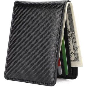 Mens 0103 Slim Front Pocket Wallet Carbon Black